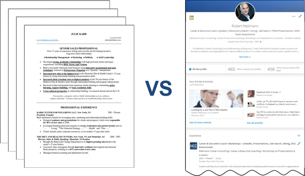 Resumes Vs Linkedin Profiles What You Need To Know Hellmann Career Consulting 