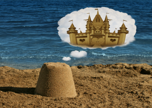 Sandcastle dreaming of being perfect